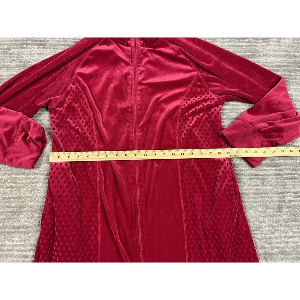 Sag‎ Harbor Sleepwear Womens Medium Red Velour Full Zip Long Sleeve Polyester